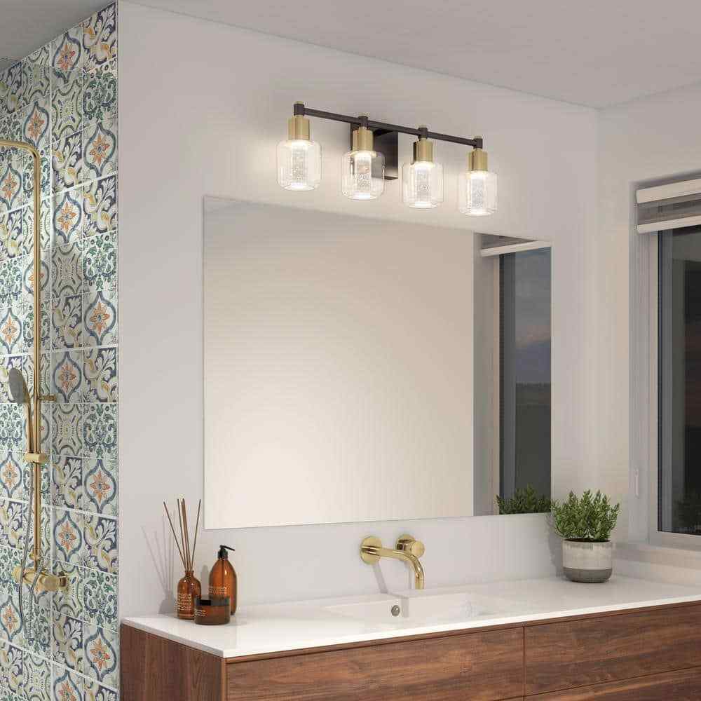 Artika Champagne Globe 26 in. LED 5 Vanity Light Bar for Bathroom Bubble Glass