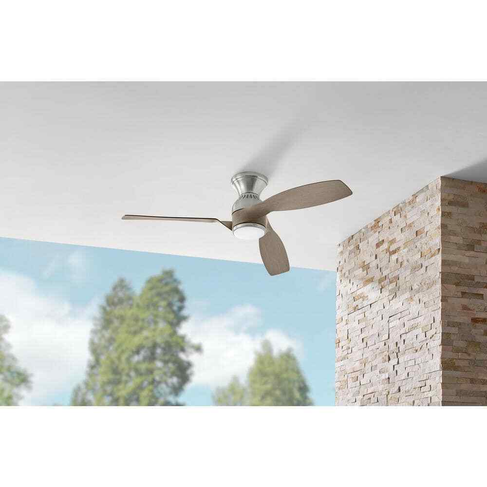 Hampton Bay Halwin 52 in. Indoor/Outdoor Brushed Nickel Low Profile Ceiling Fan