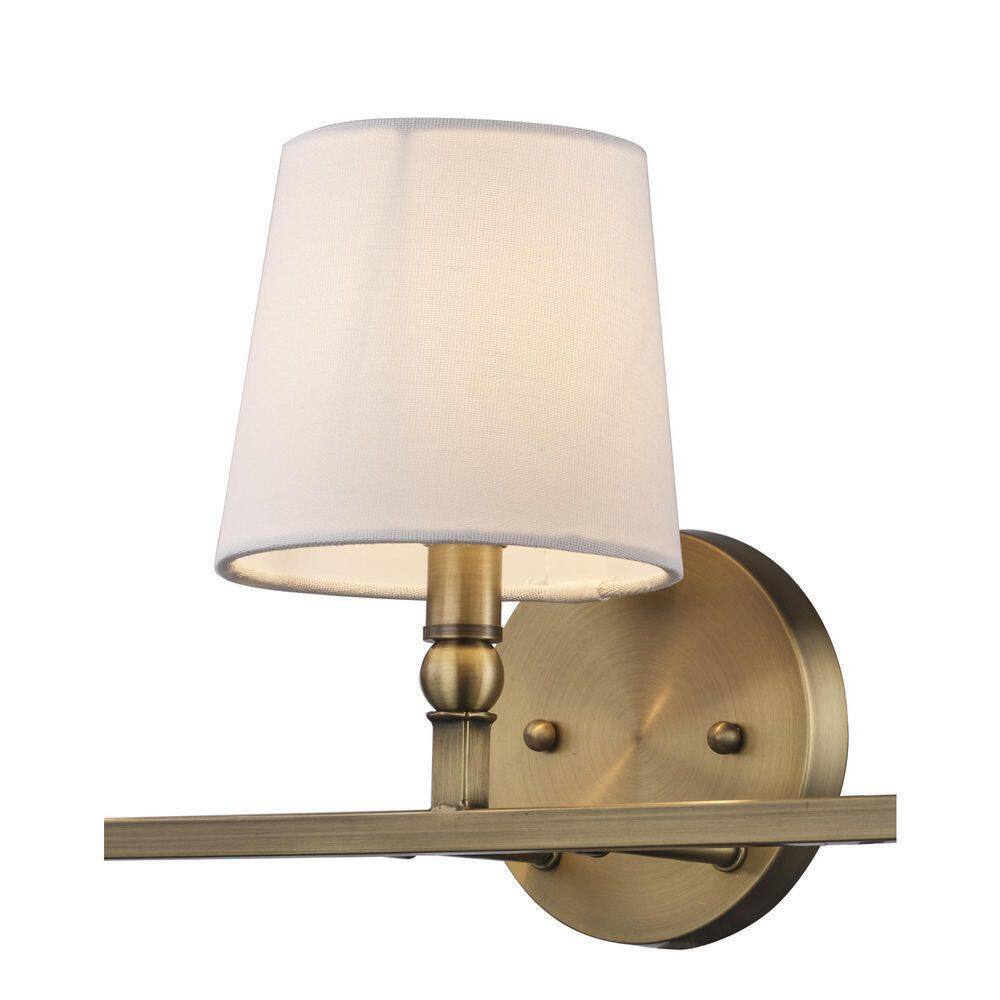 Hampton Bay Canterwood Brass Bathroom Vanity Light Fixture w/ Fabric Shades