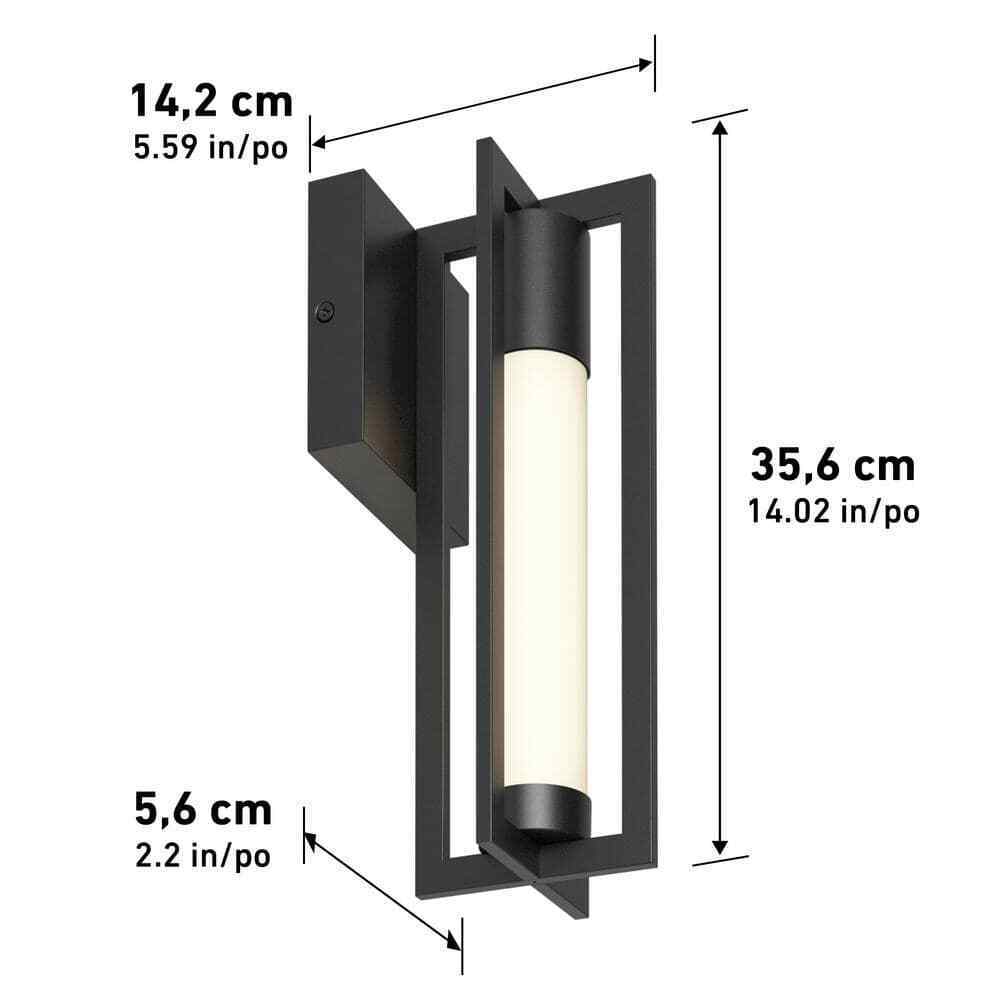 Artika Walt Black Modern LED Outdoor Hardwired Garage Porch Light Lantern Sconce