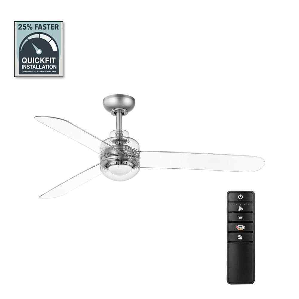 Home Decorators Everaine 52 in. White Integrated LED Silver Ceiling Fan