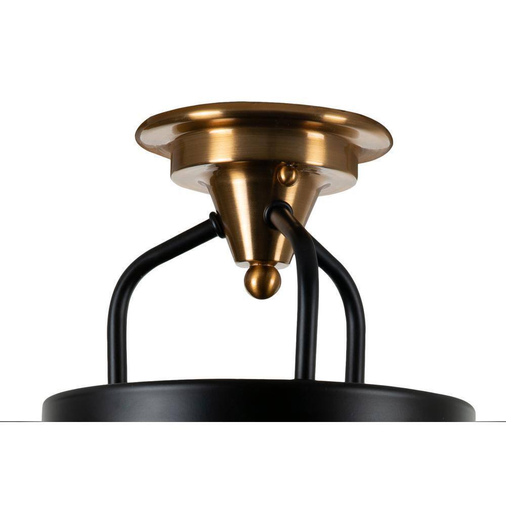 STANFORD LIGHTING Varese 3-Light Bronze Semi-Flush Mount with Clear Glass Shade