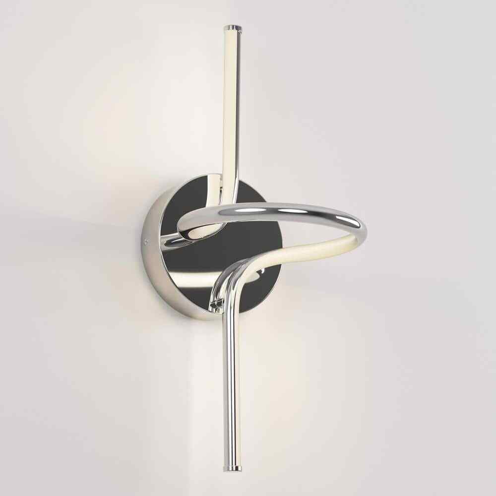 Artika Swirl Mini 8.9 in. 1-Light Chrome Modern Dimmable LED 3 CCT Wall Sconce