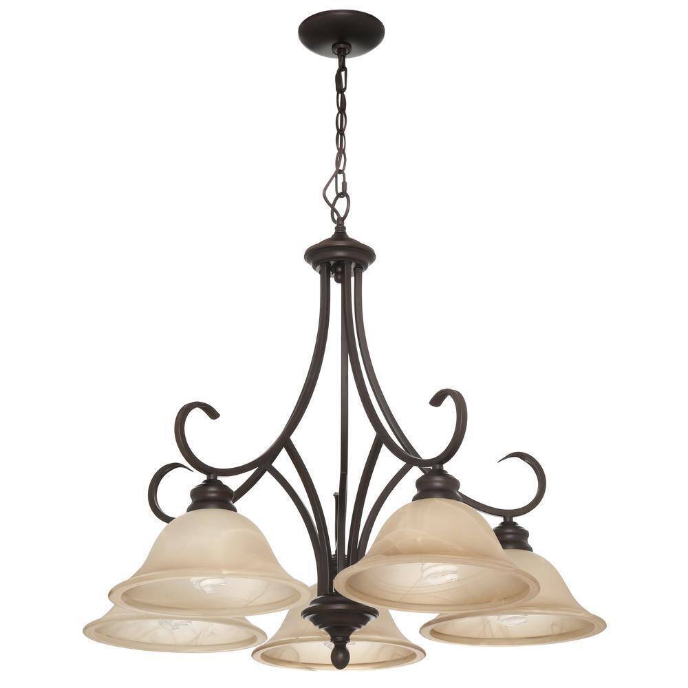 Golden Lighting Lancaster Collection 5-Light Rubbed Bronze Chandelier Light