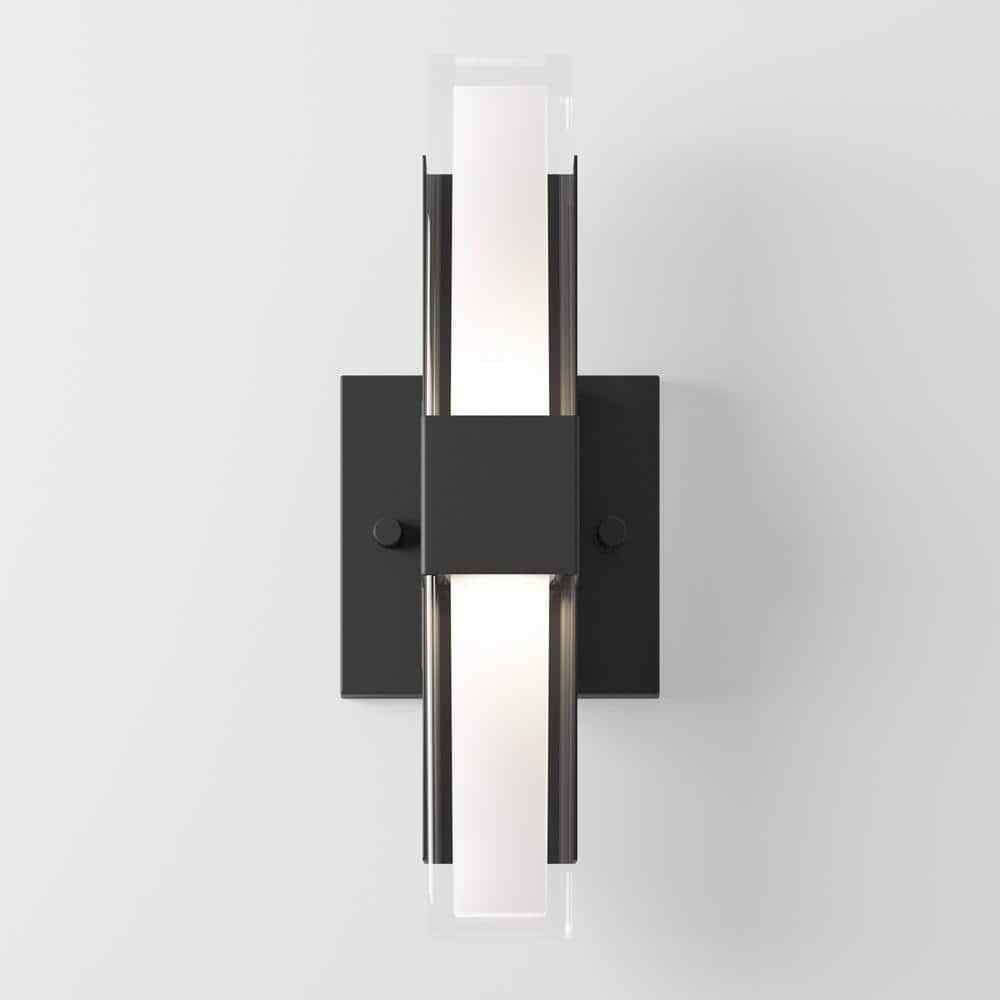 Artika Gemini Black Modern 3 CCT Integrated LED Hardwired Light Lantern Sconce