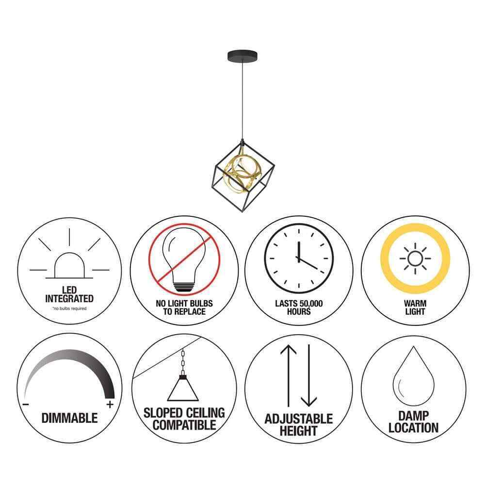Artika Luxury 18-Watt LED Black Modern Industrial Caged Hanging Pendant Light