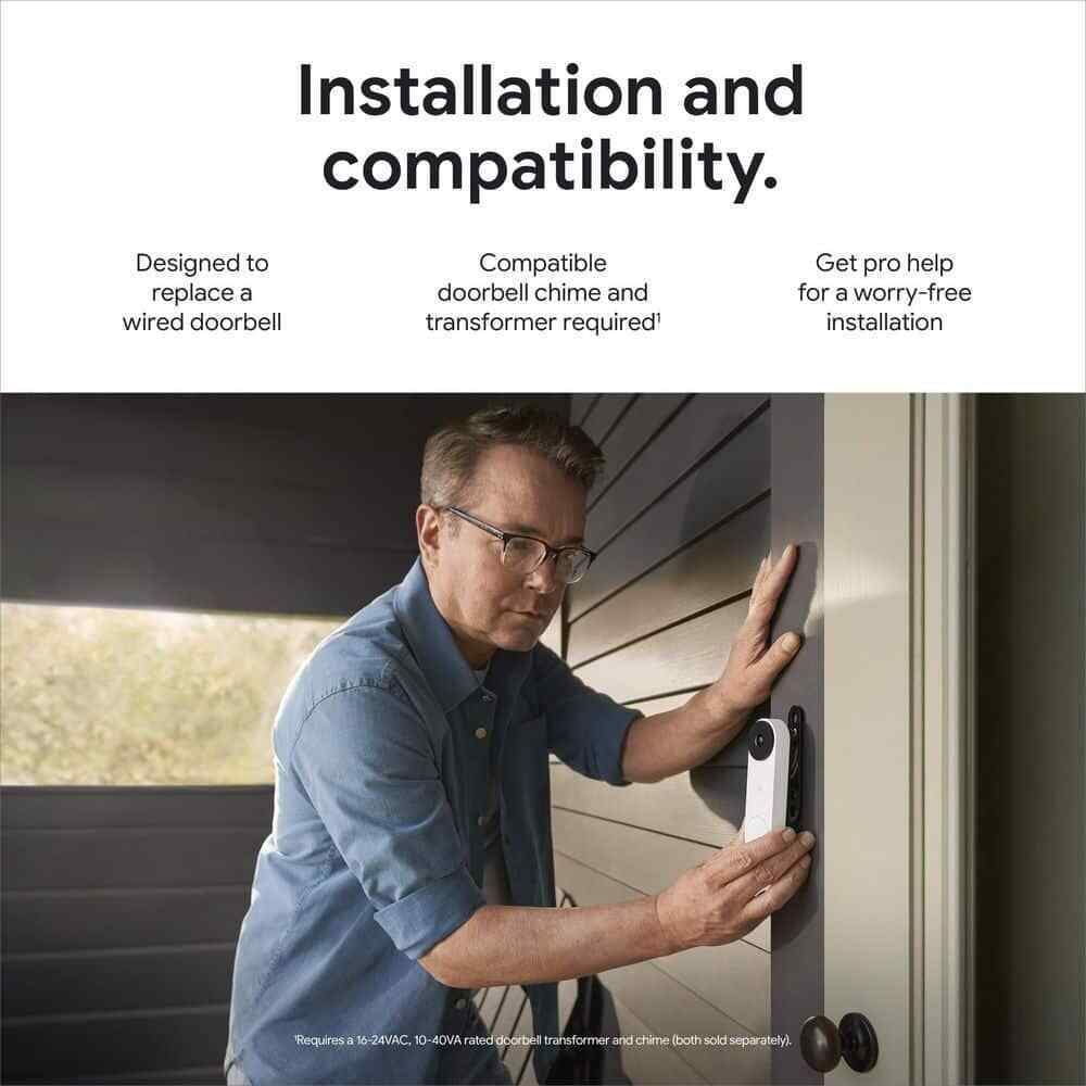 Google Nest Doorbell Wired 2nd Gen - Snow GA02767-US