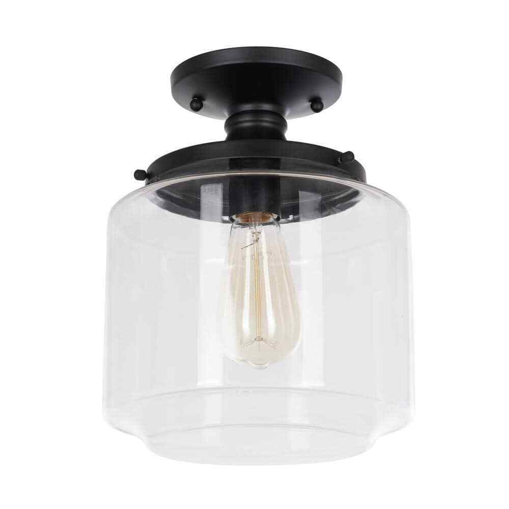 Cresswell 10.6 in. 1-Light Satin Black Modern Flush Mount 24065-000