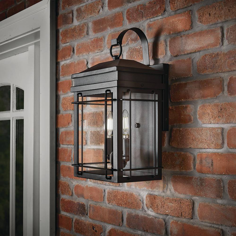 Monteaux Lighting Bel Air 17 in. 2-Light Black Outdoor Wall Light Fixture