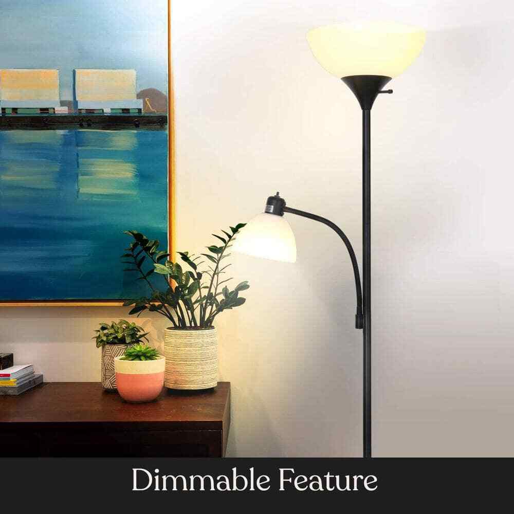 Brightech Sky Dome 72 in. Classic Black 2-Light 3-Way Dimming LED Floor Lamp