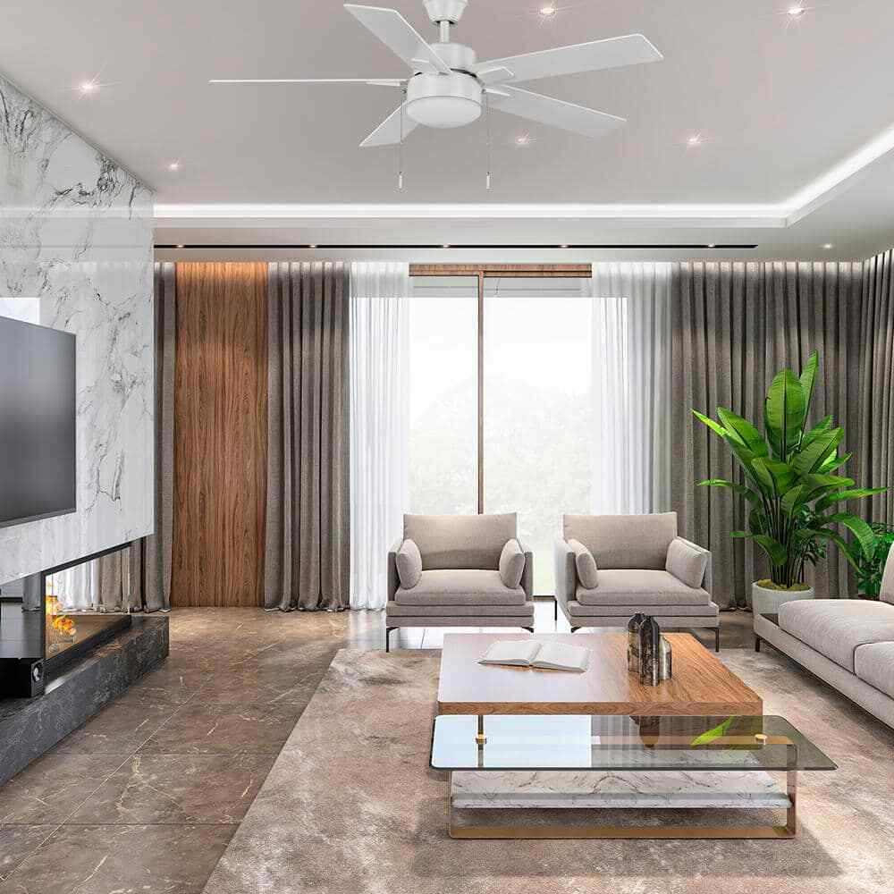 Hampton Bay 52" Corwin Indoor/Outdoor Matte White LED Ceiling Fan w/ Light Kit