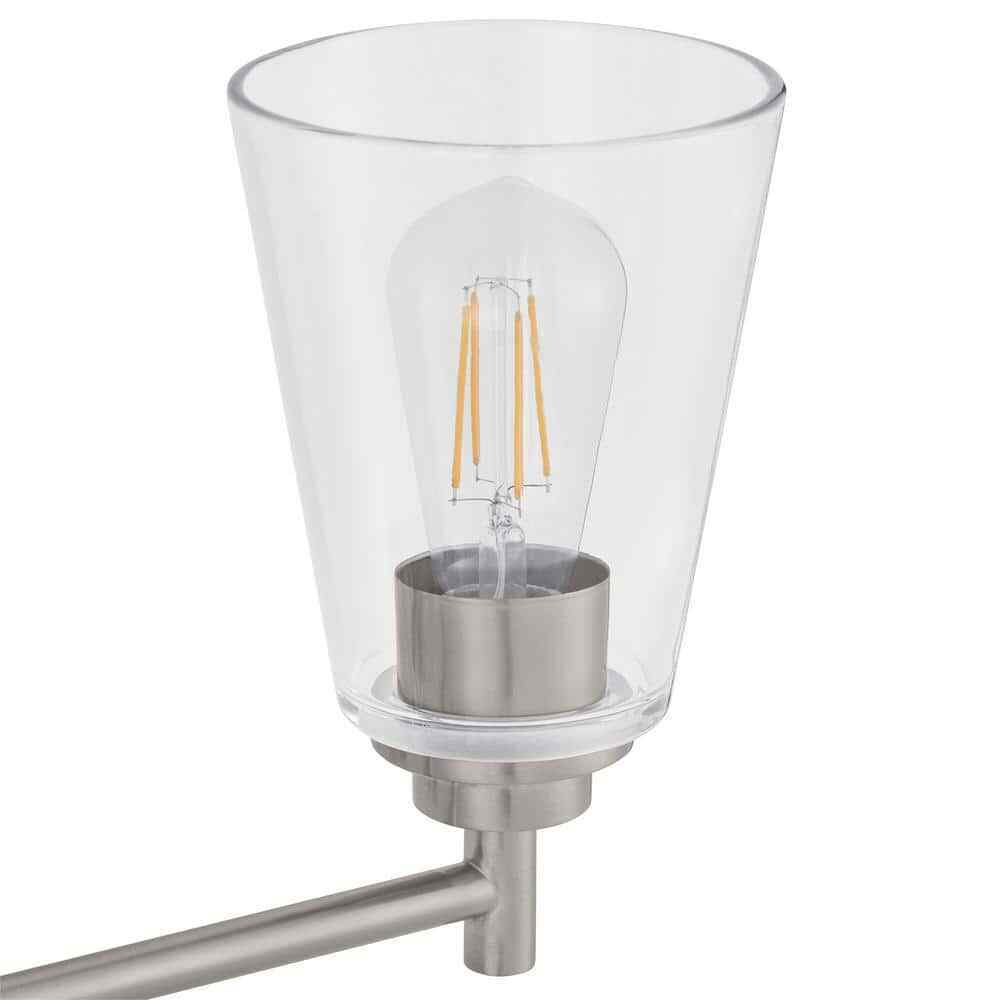 Hampton Bay 15 in. Wakefield Brushed Nickel Bathroom Vanity Light w/ Clear Glass