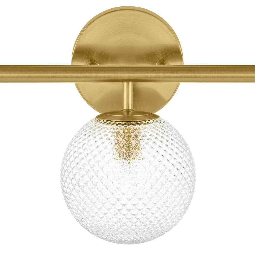 Hampton Bay Walsh 22 in. 3-Light Brass Vanity Light with Prismatic Glass Shades