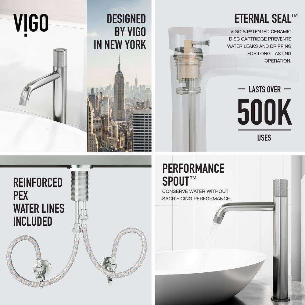 VIGO Apollo Single Handle Single-Hole Bathroom Vessel Faucet in Brushed Nickel
