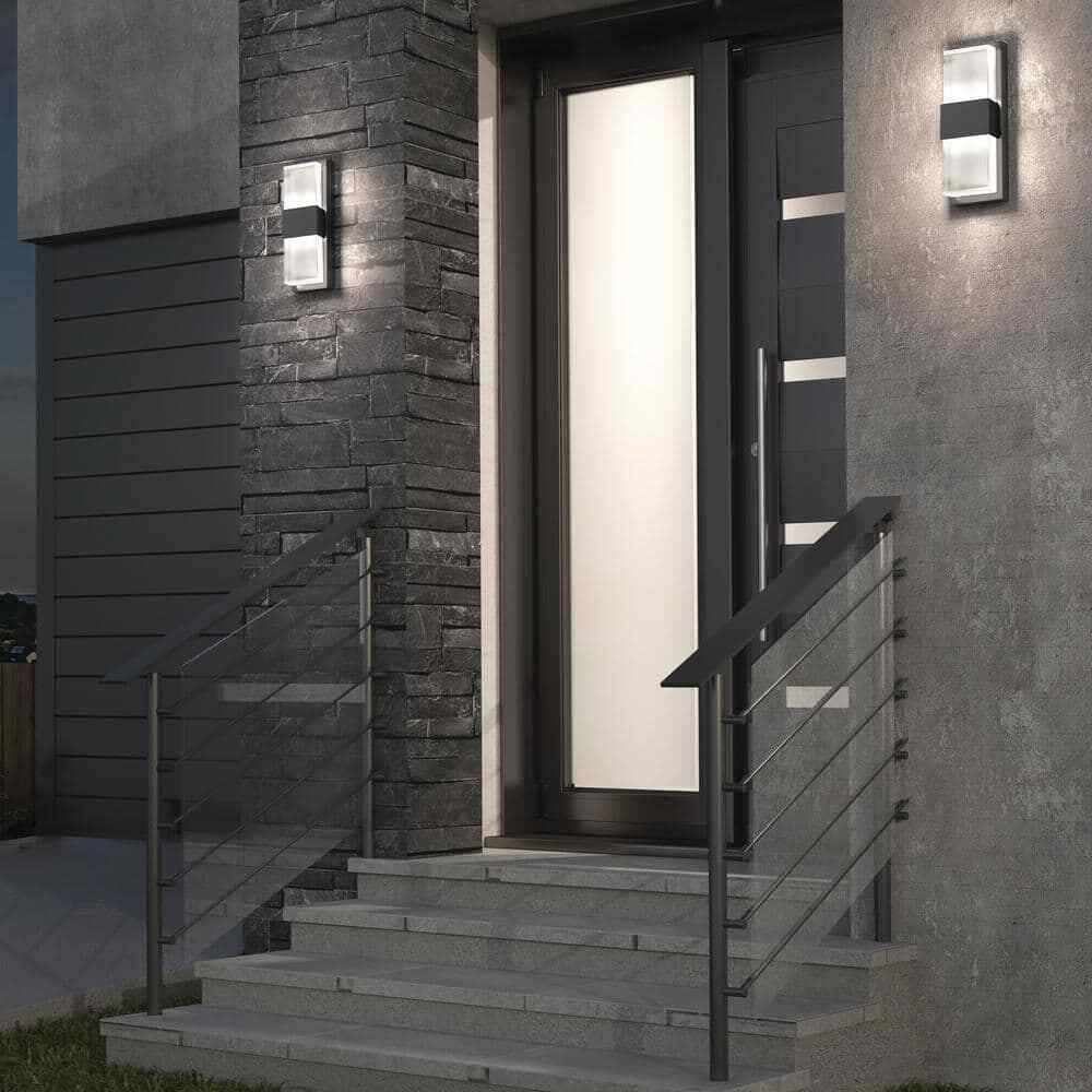 Artika Mazza Black Modern LED Outdoor Garage and Porch Light Lantern Sconce