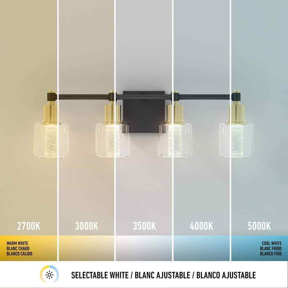 Artika Champagne Globe 26 in. LED 5 Vanity Light Bar for Bathroom Bubble Glass