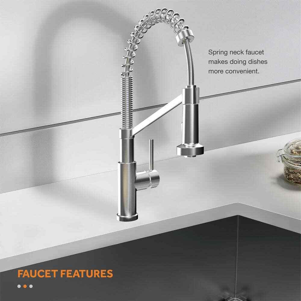Glacier Bay AiO Zero Radius Undermount 16G SS 30 in. Single Bowl Kitchen Sink