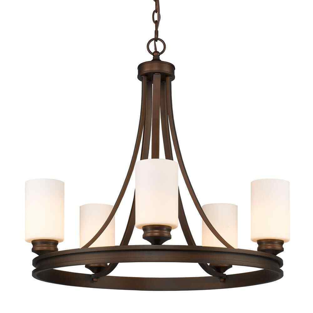 Golden Lighting Holborn Collection 5-Light Bronze Opal Shade Chandelier