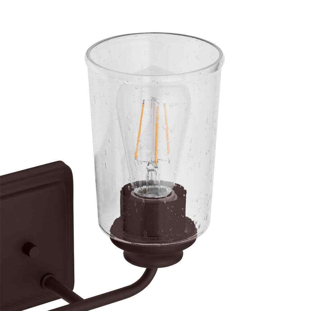 Hampton Bay Evangeline 13-5/8 in. 2-Light Modern Bronze Bathroom Vanity Light