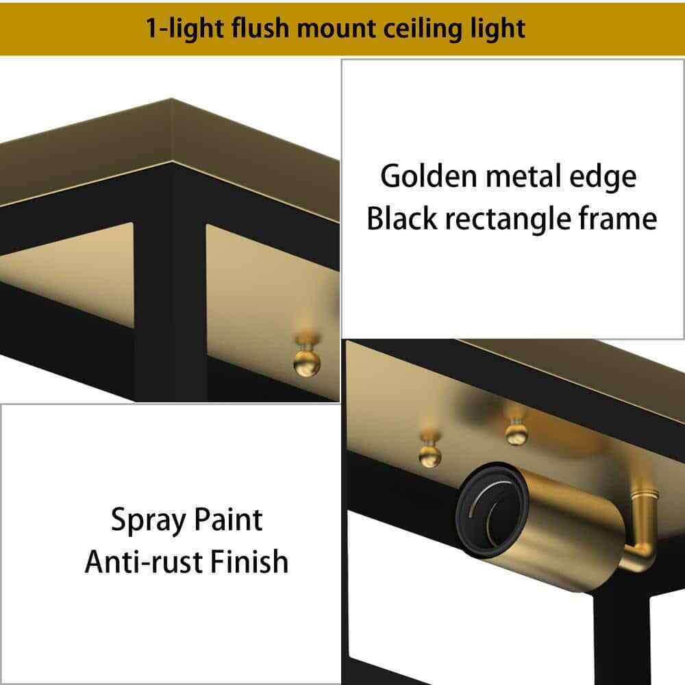 Cedar Hill 13 in. 1-Light Matte Black Metal Square Cage Ceiling Light Fixture