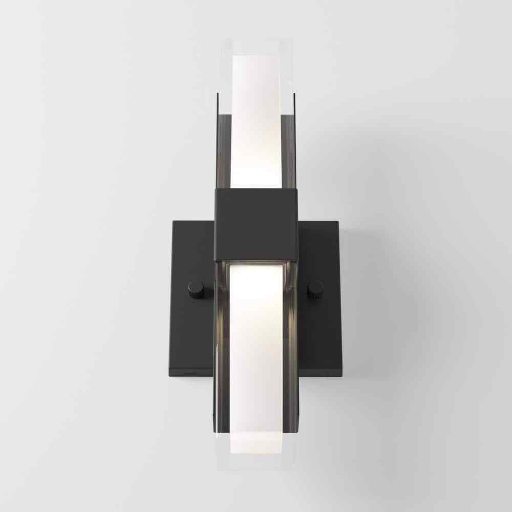 Artika Gemini Black Modern 3 CCT Integrated LED Hardwired Light Lantern Sconce
