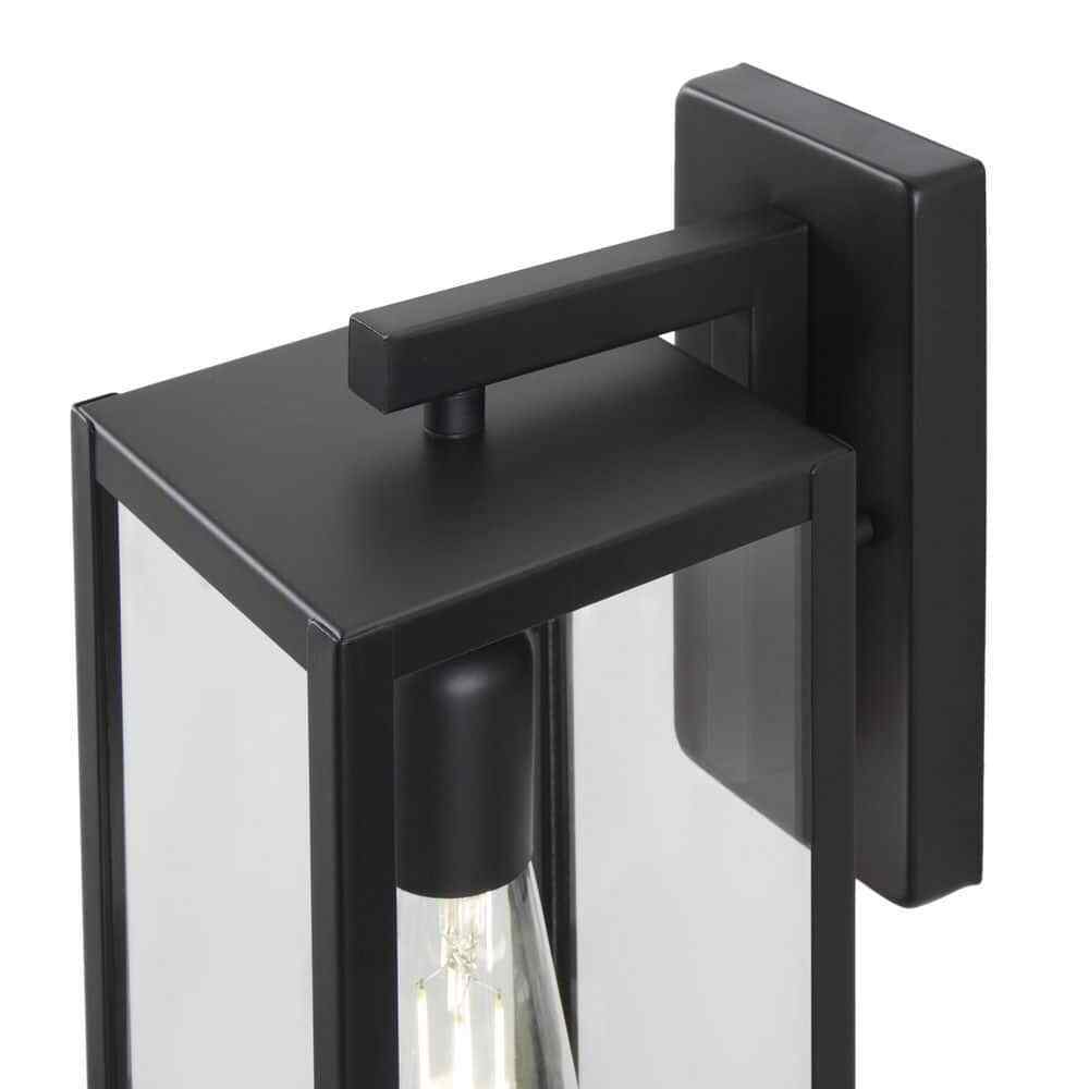 Hampton Bay Hurley Modern 1-Light Matte Black Hardwired Outdoor Wall Lantern