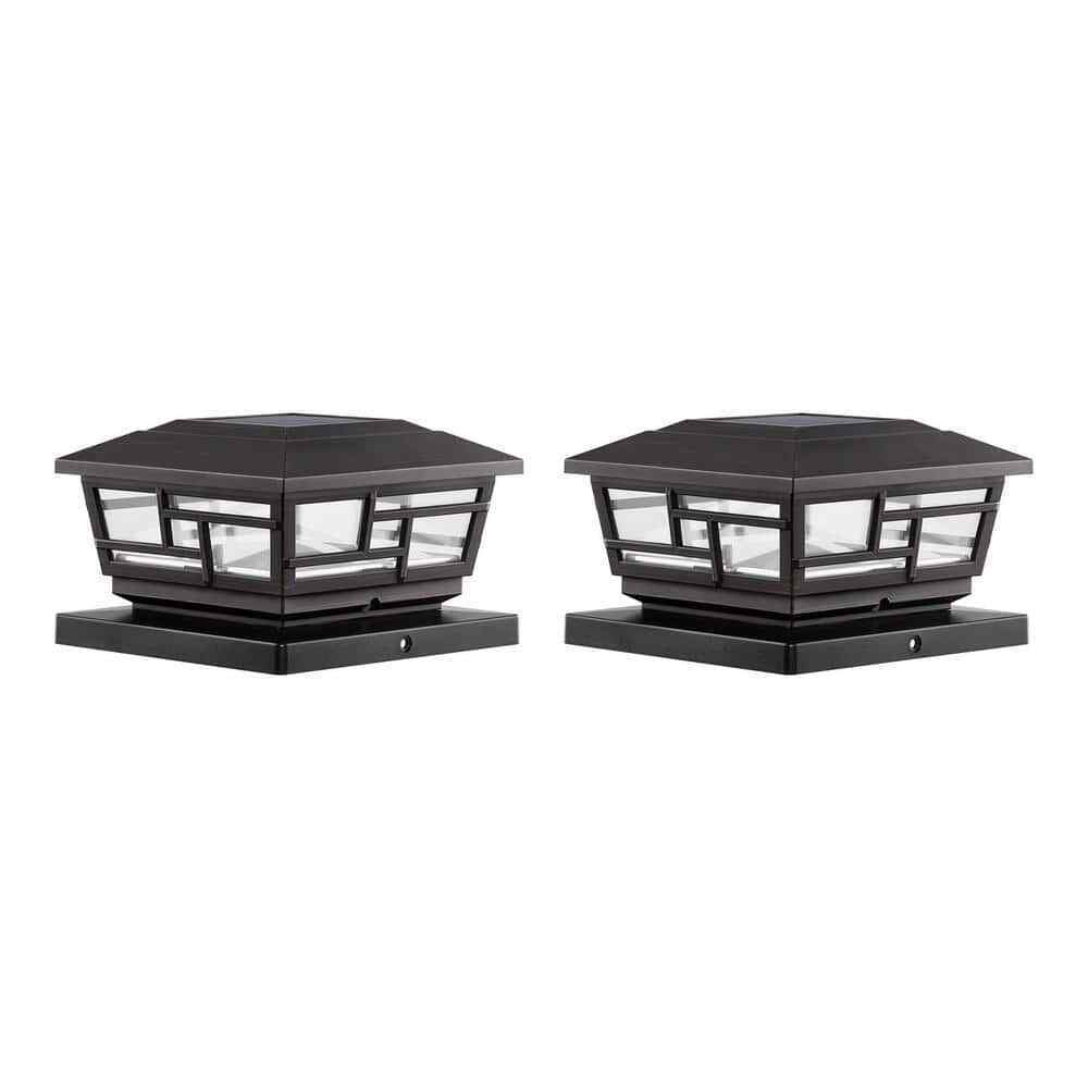 Hampton Bay 3.5 in. x 3.5 in. Bronze Outdoor Solar Post Cap(2-Pack)