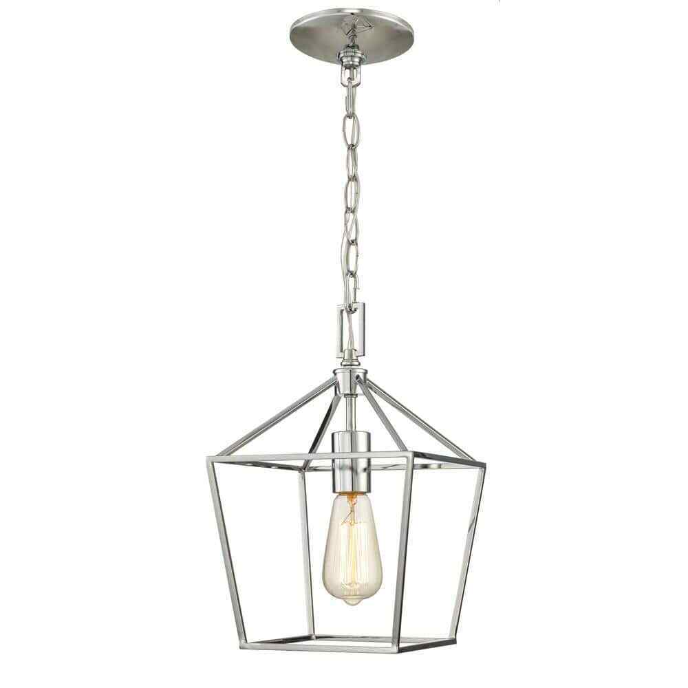 Home Decorators Weyburn 1-Light Chrome Farmhouse Mini Pendant Light Fixture