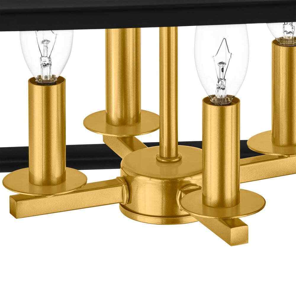Hampton Bay Parley 12 in. 4-Light Matte Black and Gold Cage Semi- Flush Mount