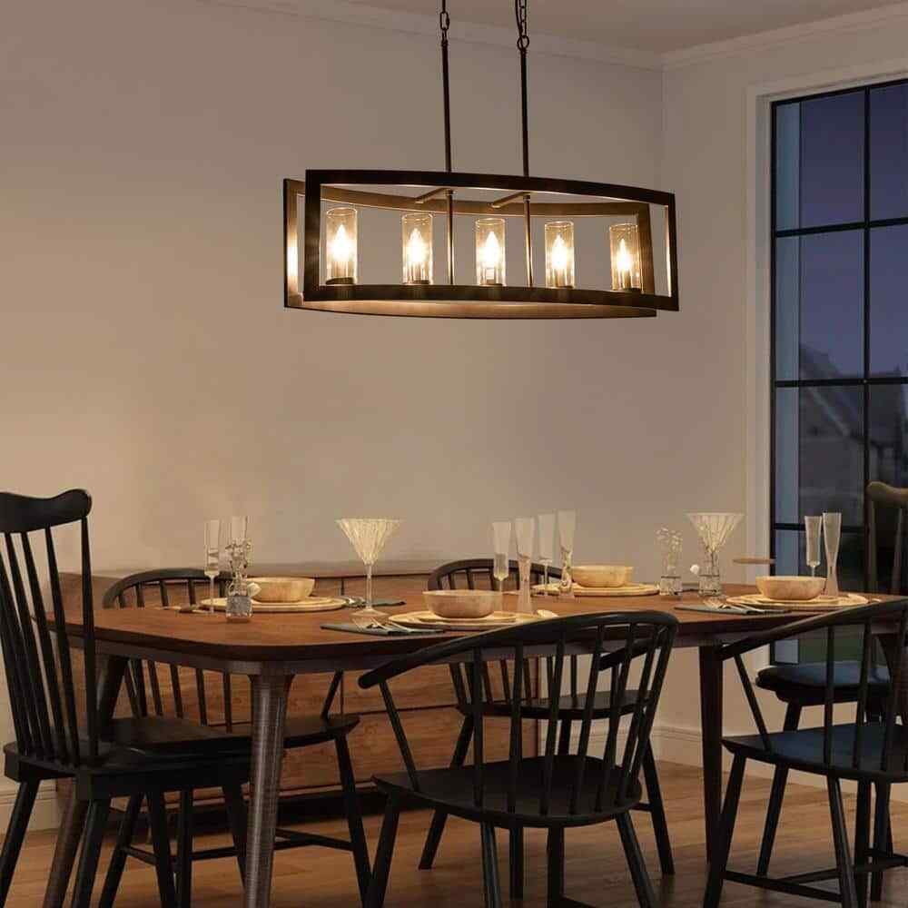RRTYO Sylvette 5-Light Oil Rubbed Bronze Kitchen Curved Island Chandelier