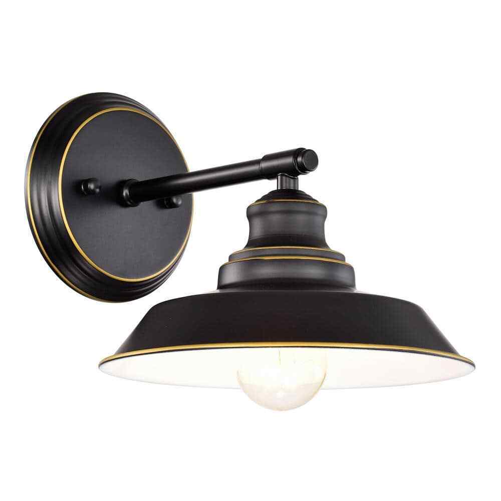 Tatahance 8.75 in. W 2-Light Black Vanity Light with Metal Shade Set of 2