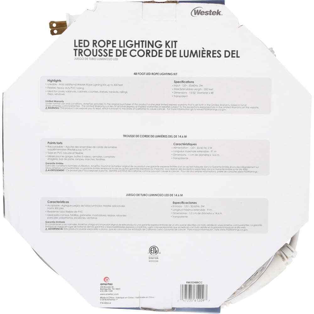 Westek Indoor/Outdoor 48 ft. White LED Rope Light Kit LROPE48W