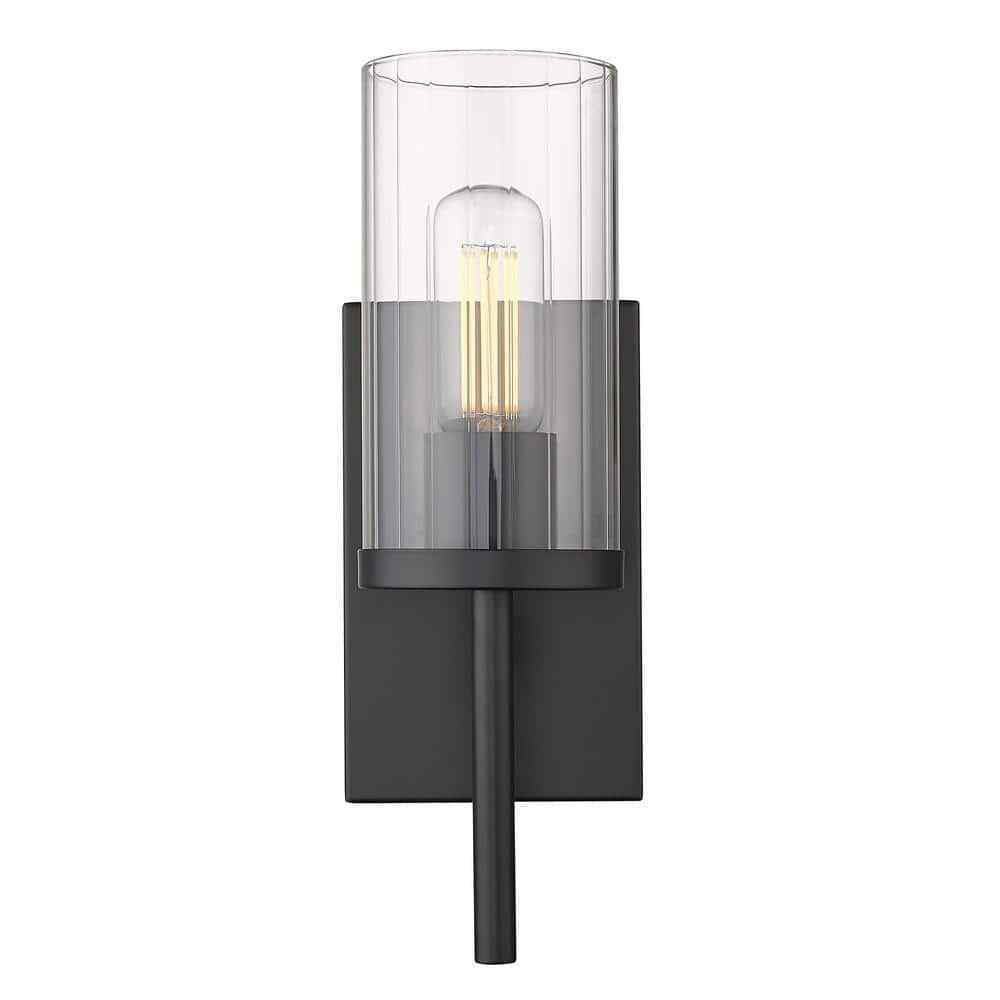 Golden Lighting Winslett 4.875 in. 1-Light Matte Black Sconce 7011-1W BLK-CLR