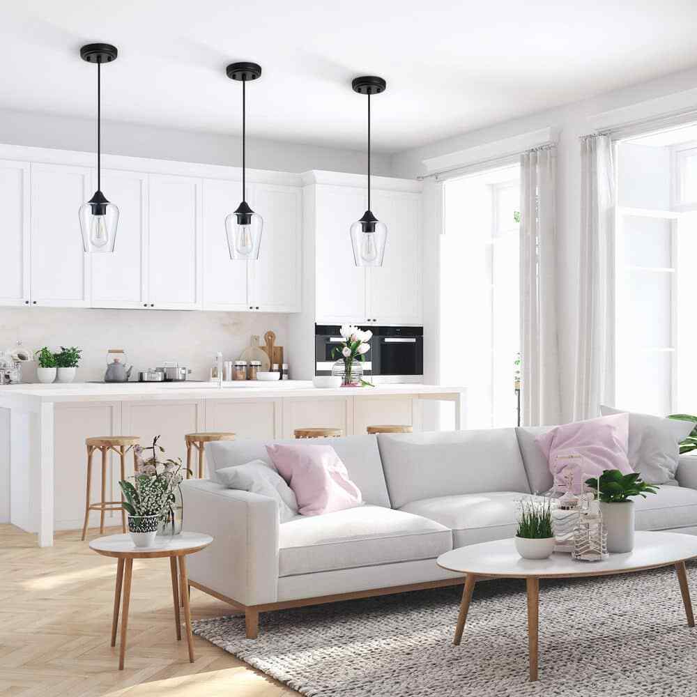Merra 1-Light Matte Black Pendant Light Glass Goblet Shade HCF-2805-22-BNHD-1