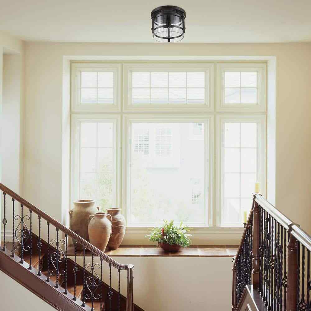 Globe Electric Wexford 3-Light Dark Bronze Semi-Flush Mount Ceiling Light