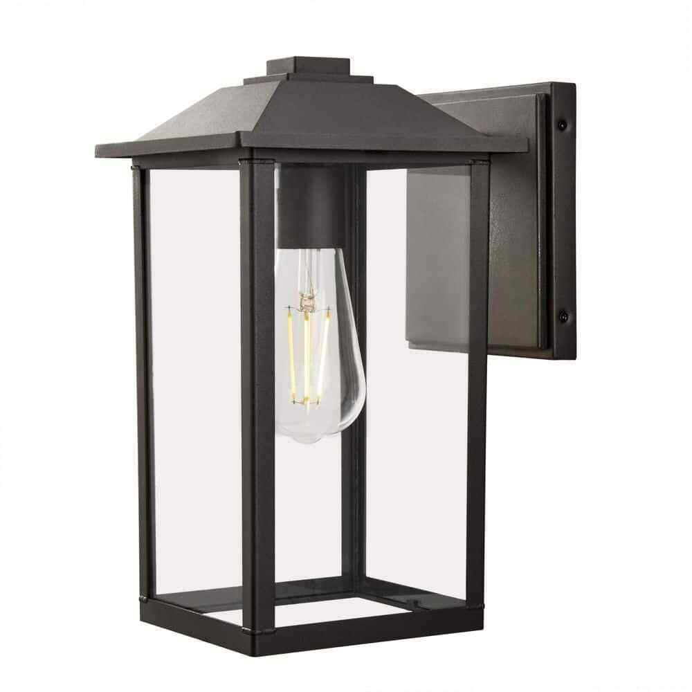 12 in. Bronze Hardwired Classic Outdoor Wall Lantern Sconce with Clear Glass