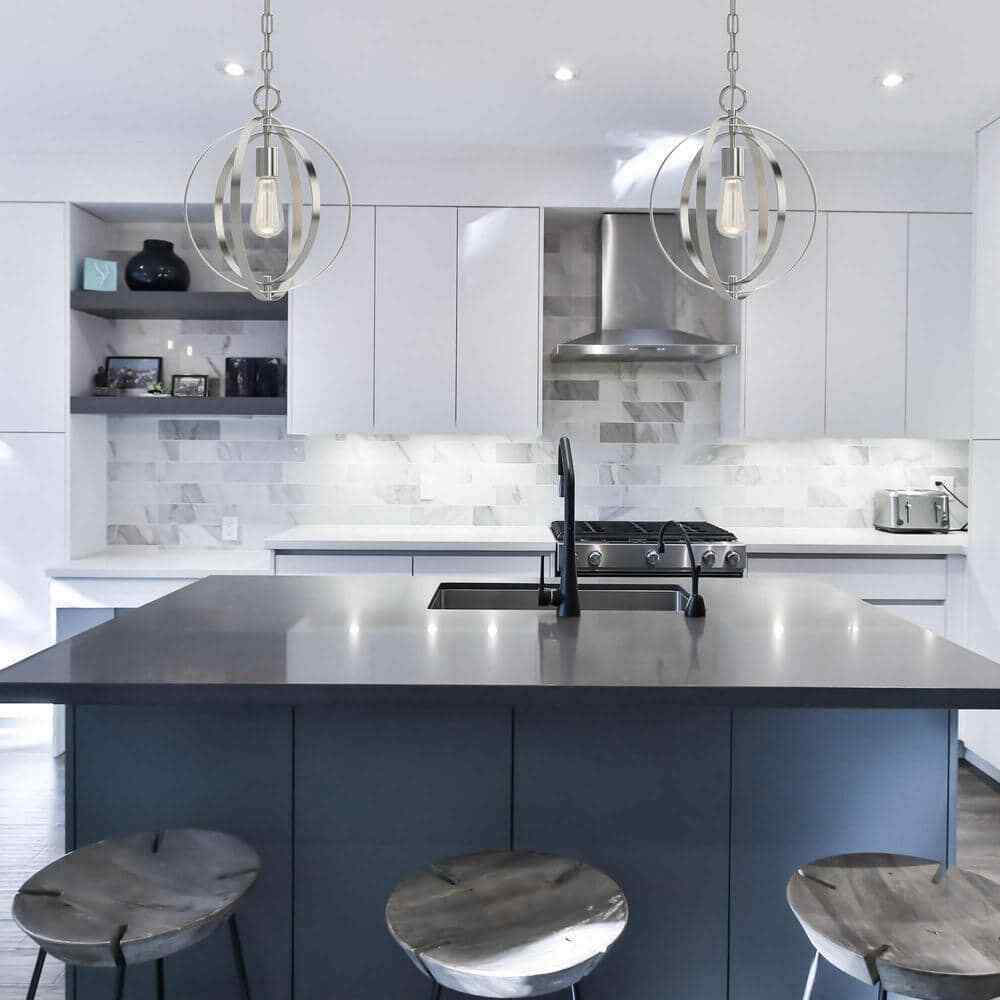 Volume Lighting Harvest Collection 1-Light Brushed Nickel Round Island Pendant