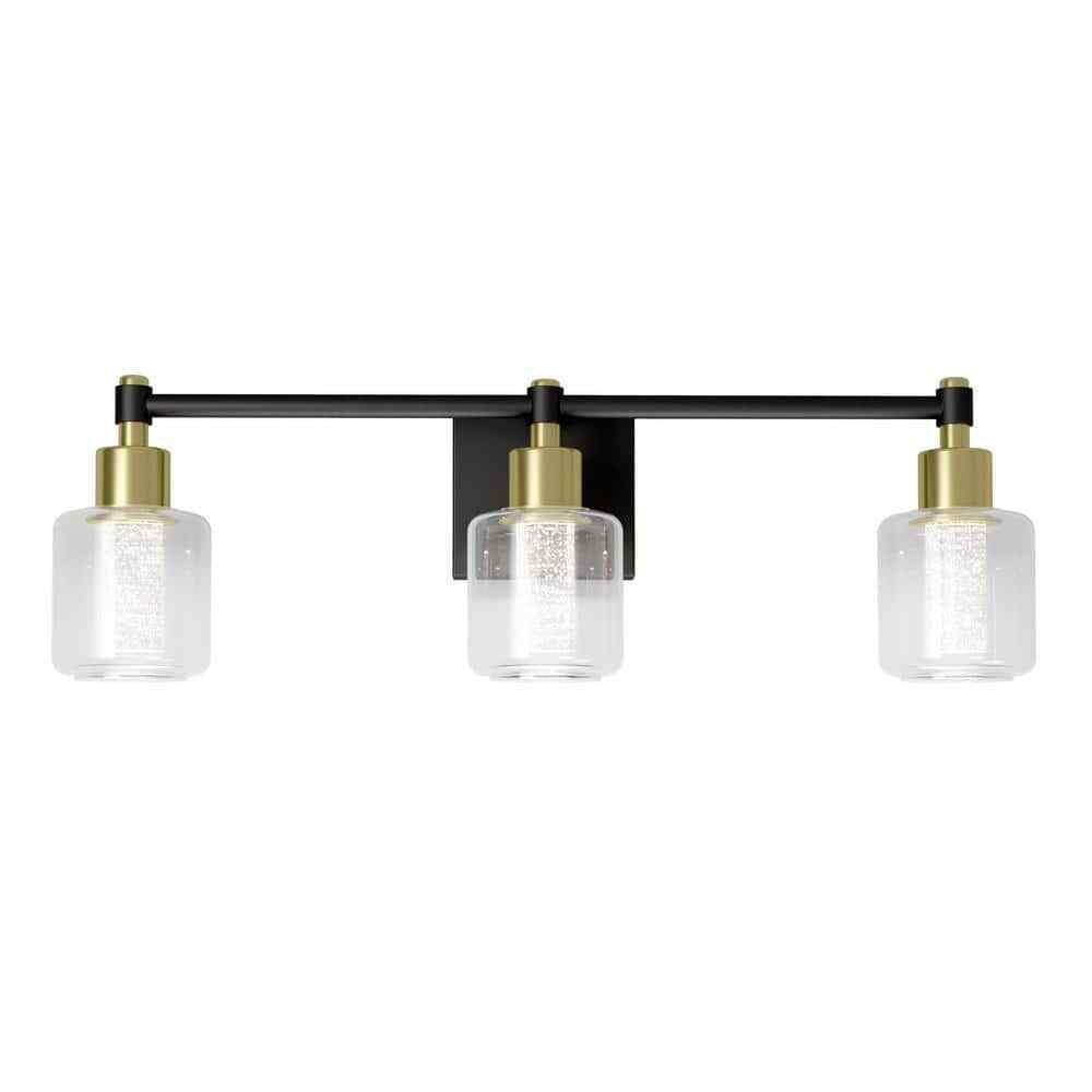 Artika Champagne Globe 3 Light Black & Gold Modern Integrated LED Vanity Light
