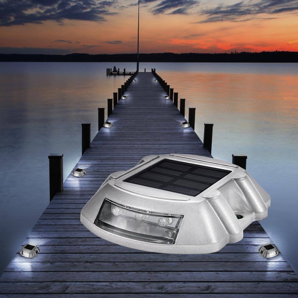 VEVOR Solar Dock Lights Marine 8-Pack Outdoor Waterproof Wireless 6 LED Driveway