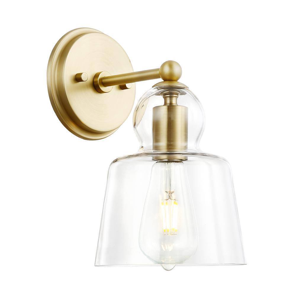 Light Society Riis 5 in. Brushed Brass/Clear Wall Sconce