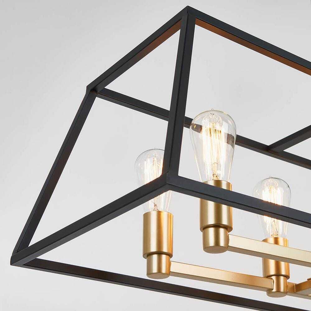 Artika Carter 8-Light Black Gold Modern Industrial Cage Chandelier Light Fixtur