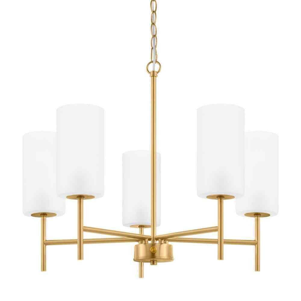 Home Decorators Florabelle Chandelier modern gold brass finish w/ glass shades