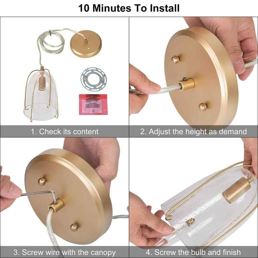 Uolfin Modern Gold Bell Mini Pendant Light 1-Light Island Bathroom Ceiling Light