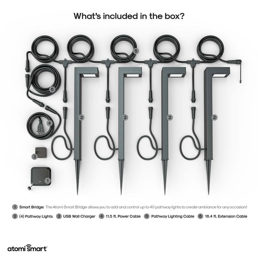 atomi Smart Wi-Fi Plug-In LED Path Light Starter Kit Smart Wi-Fi Control 4-Pack