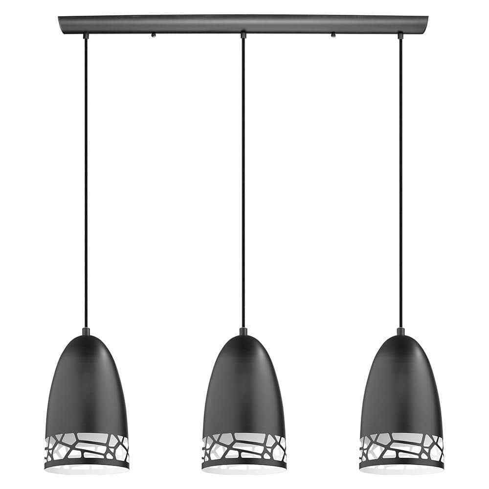 Eglo Savignano Matte Black Linear Multi Pendant Light with Metal Shades