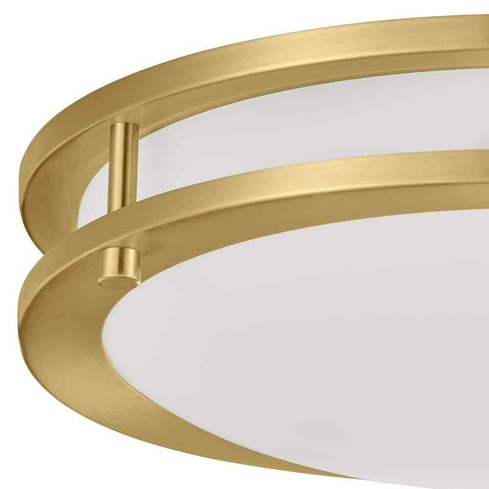 Hampton Bay Flaxmere 12 in. Brushed Gold Dimmable LED Flush Mount Ceiling Light