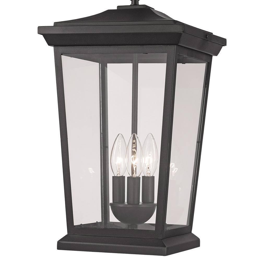 Bel Air Lighting Turlock 3-Light Black Hanging Outdoor Pendant Light Fixture