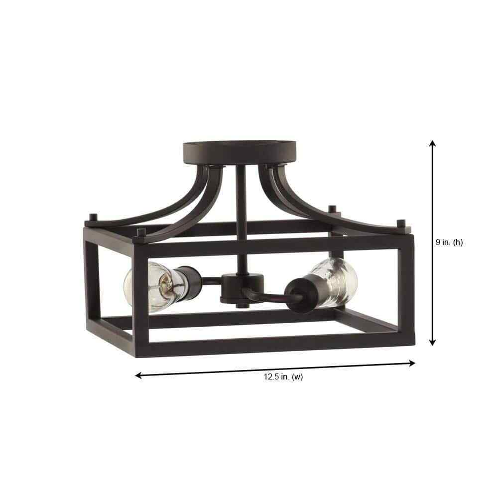 Hampton Bay Boswell Quarter 12-1/2 in. 2-Light Semi-Flush Mount Ceiling Light