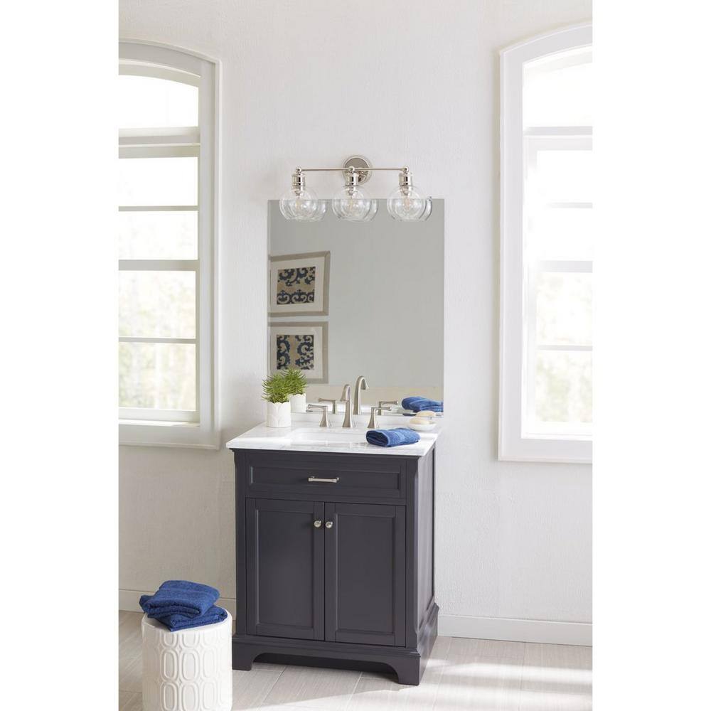 Progress Lighting Hansford 3-Light Polished Nickel Clear Glass Vanity Light