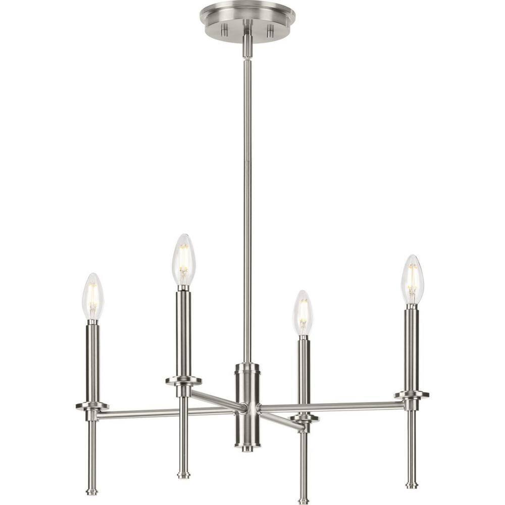 Progress Lighting Elara 22.87 in. 4-Light Dining Room Brushed Nickel Chandelier